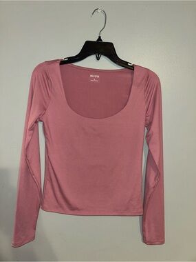 Hollister Scoop Neck Long Sleeve Top - Mauve Pink - Women's Size M